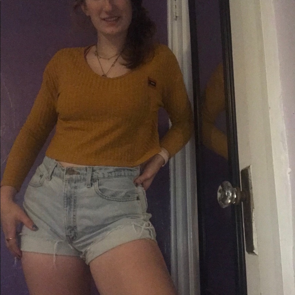 Super cute yellow crop top sweater